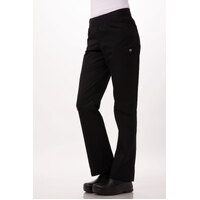 Slim Black Chefs Pants with Elastic Waistband