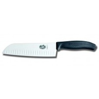 170mm Santoku Knife Fluted Edge Fibrox Black - Victorinox