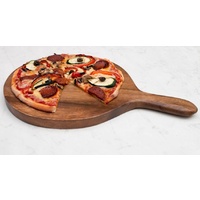 380mm Wooden Round Pizza Board with handle - Acacia