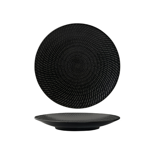205mm Round Plate Black Swirl
