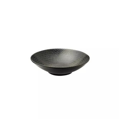210mm Round Bowl Black Swirl