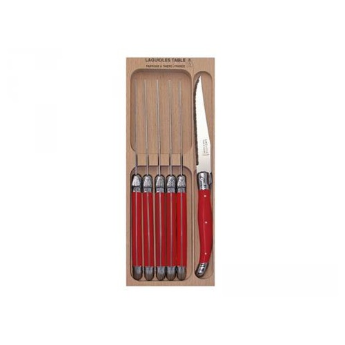 Red Steak Knife 6 Piece set, Andre Verdier Laguiole