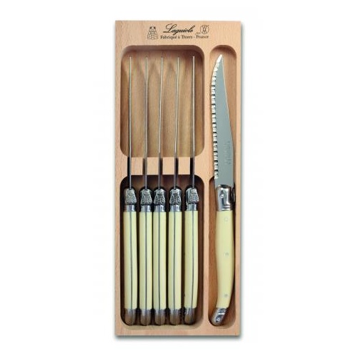 Ivory Steak Knife 6 Piece set, Andre Verdier Laguiole