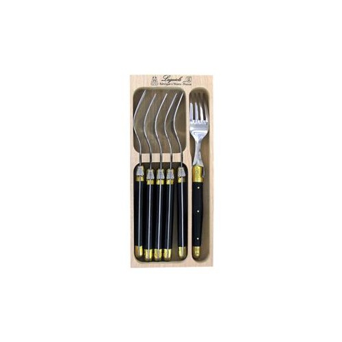 Brass Bolsters Fork 6 Piece set, Andre Verdier Laguiole