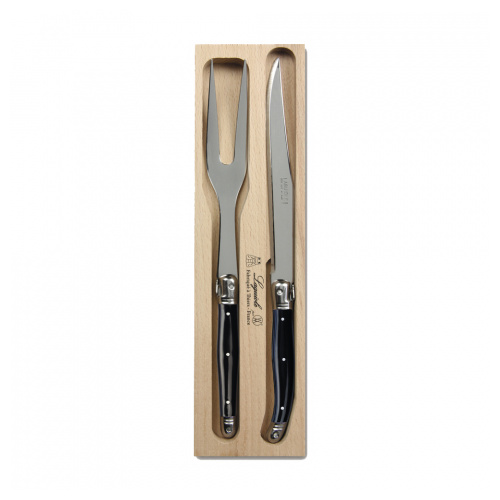 Carving Set Two Piece Knife and Fork Black, Andre Verdier Laguiole