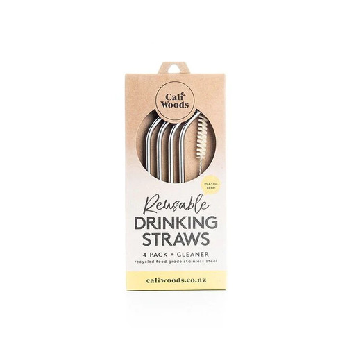 Bent Drinking S/S Reusable Straw (4 pack incl brush)