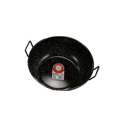 16cm Two Handled Deep Enamelled Pan - Black 