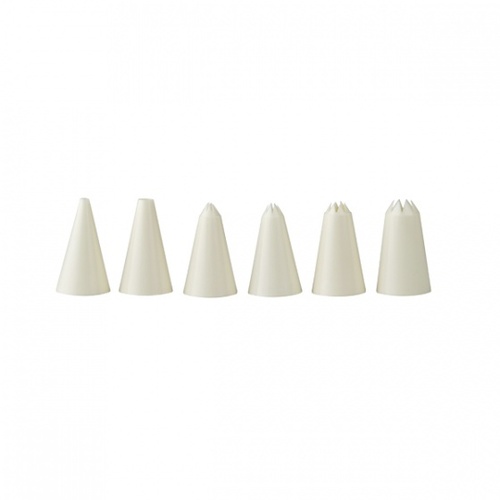 Decorating nozzle piping set, 6 pieces (plastic)