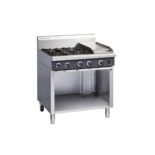 Moffat Cobra 4 Hobs and 300mm Gas Grill Plate On Open Cabinet Base 