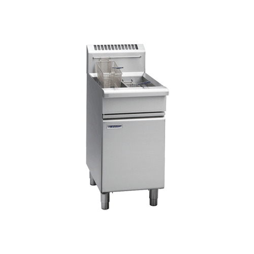 WALDORF LOW PROFILE GAS FRYER WITH SPLIT TANK TWO BASKET 450wide X 805 Deep X 1085mm High