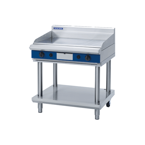 Blue Seal GP518-LS Chrome Plated 1200mm Gas Griddle On Leg Stand - (ribbed plate additional)