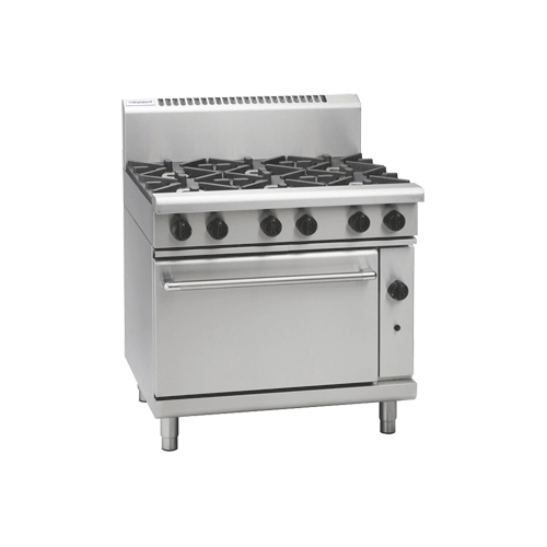 WALDORF LOW PROFILE GAS RANGE SIX OPEN BURNERS WITH GAS STATIC OVEN UNDER 900wide X 805 Deep X 972mm
