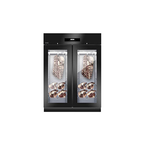 Dry Age Meat cabinet, Black Double Door, 300kg product Capacity, supplied with 6 shelves and 4 sets of rod grids.