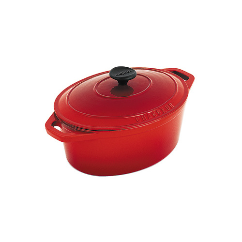 270mm Cast Iron Oval French Oven (3.6Ltr) Red Chasseur