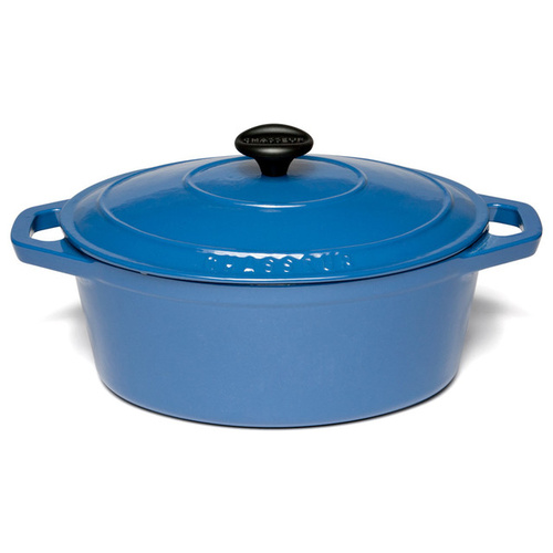 270mm Cast Iron Oval French Oven Sky Blue