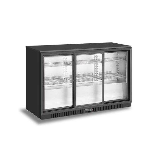 Atosa Three Door Underbench Chiller, Black, Sliding doors