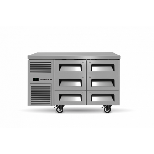 Skope Reflex Six Draw Underbench Chiller with Stainless Steel Top 
