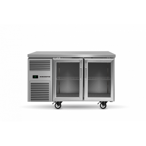 Skope Reflex Two Glass Door Underbench Chiller with Stainless Steel Top