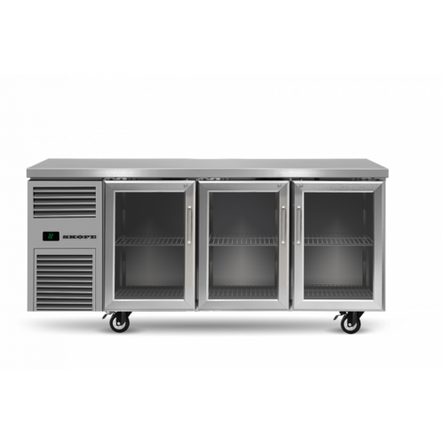 Skope Reflex Three Glass Door Underbench Chiller With S/S Top