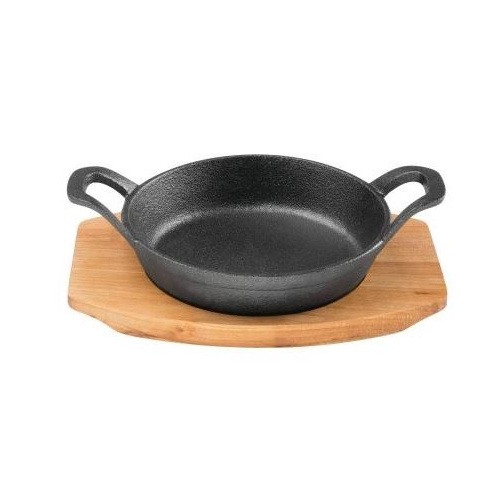 120mm Round Cast Iron Gratin with wooden tray - Pyrolux