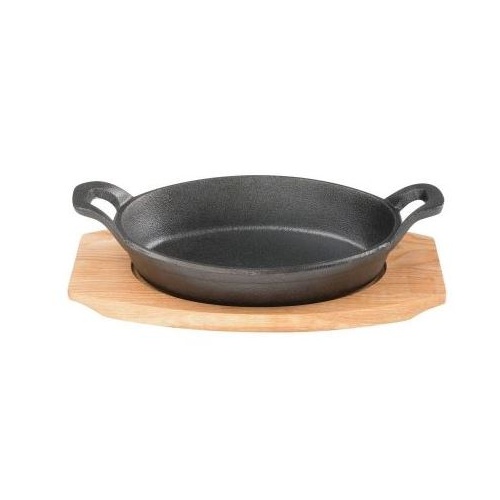 155x100mm Oval Cast Iron Baker with wooden tray - Pyrolux