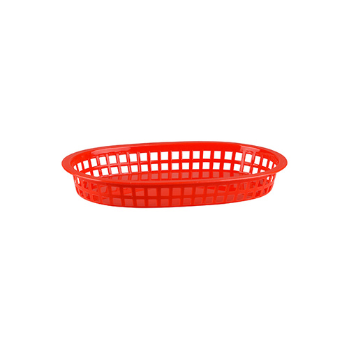 Oval Red Plastic Basket , Large 270x180mm