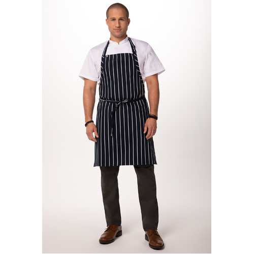 Navy/White Striped Bib Apron No Pocket-APKNW Chef Works
