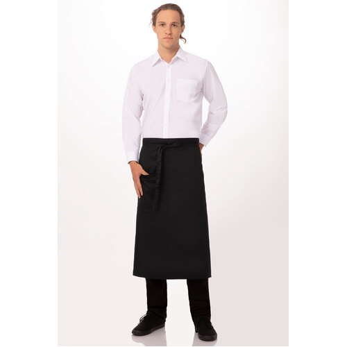 3/4 Bistro Waist Apron Black With Pocket 