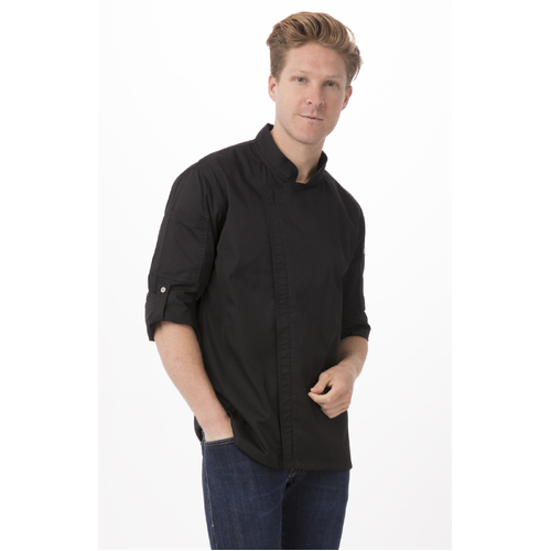 Hartford Black Chef Jacket Long Sleeve with Zipper