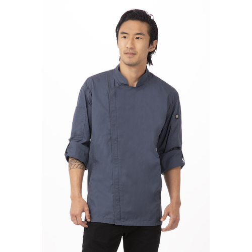 Hartford Blue Chef Jacket Long Sleeve with Zipper