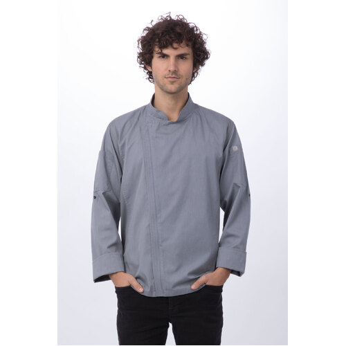 Hartford Graphite Grey Chef Jacket Long Sleeved with Zipper