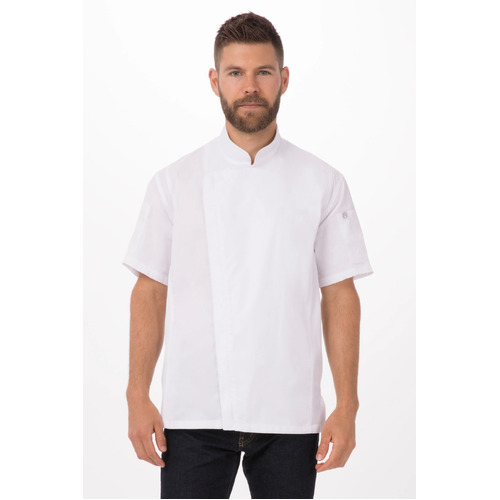 Springfield White Chefs Jacket Short Sleeved with Zipper