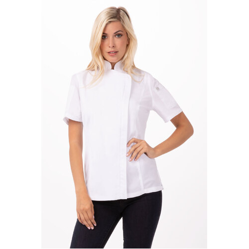 Springfield White Chefs Jacket Short Sleeved with Zipper