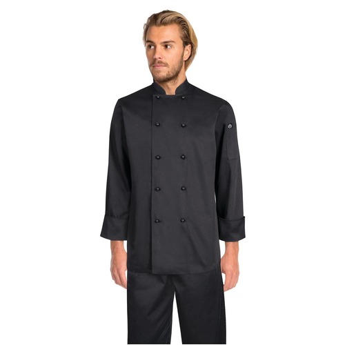 Darling Black Chefs Jacket Long Sleeved with Stud Buttons