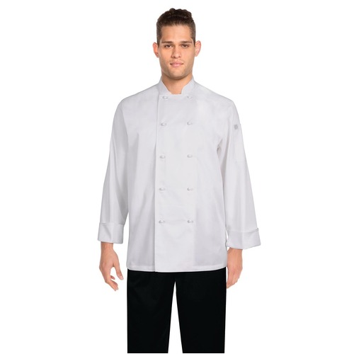 Murray White Chefs Jacket Large Long Sleeved with Stud Buttons