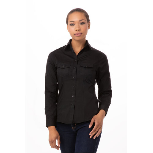Women's Two-Pocket shirt Black/White/Gray - WPDS-(colour)-(size) Chef Works