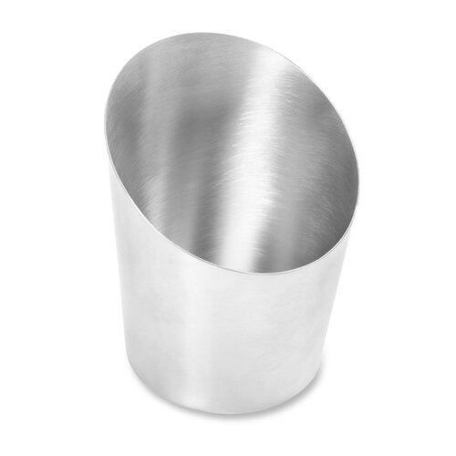 Angled Chip Cup Brushed Stainless Steel, 90mm Dia